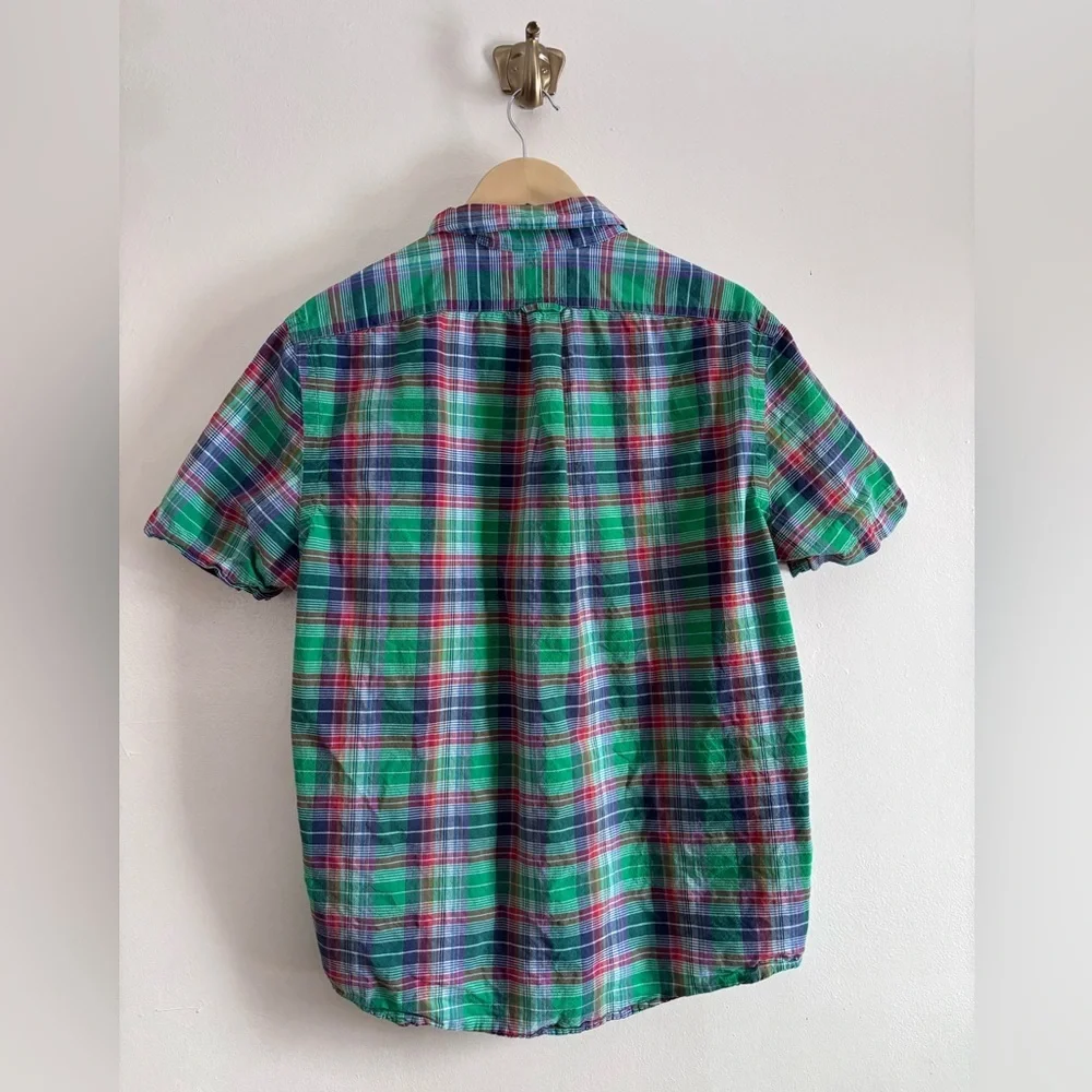 Ralph Lauren 100% Cotton Plaid Short-Sleeve Button-Down Shirt Youth L
